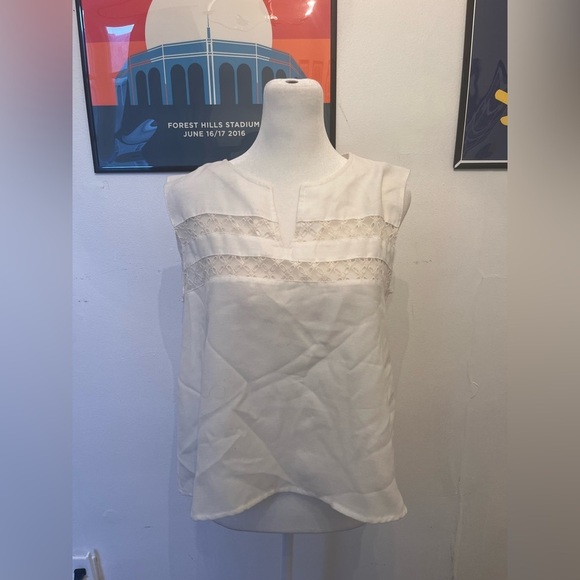 Anine Bing Tops - Anine Bing Lace Insert Top Cream Medium